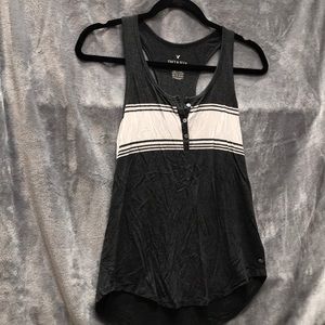 American Eagle Grey and White Striped Tank